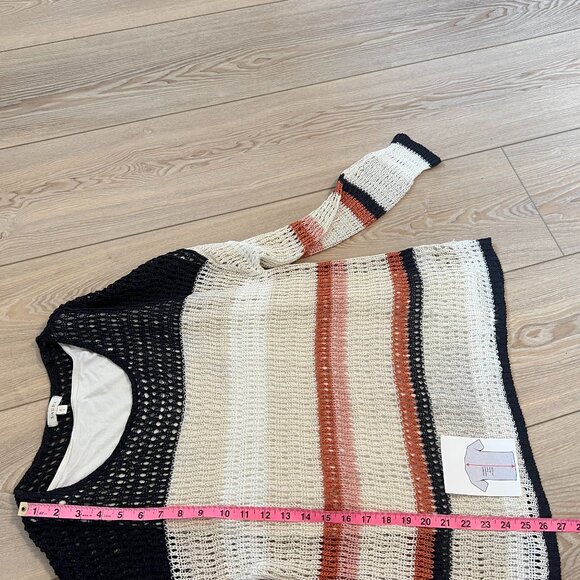 ✨Laura Nautical  Open Weave Knit Sweater Quiet Luxury Crochet Top Size L✨ - Picture 11 of 16